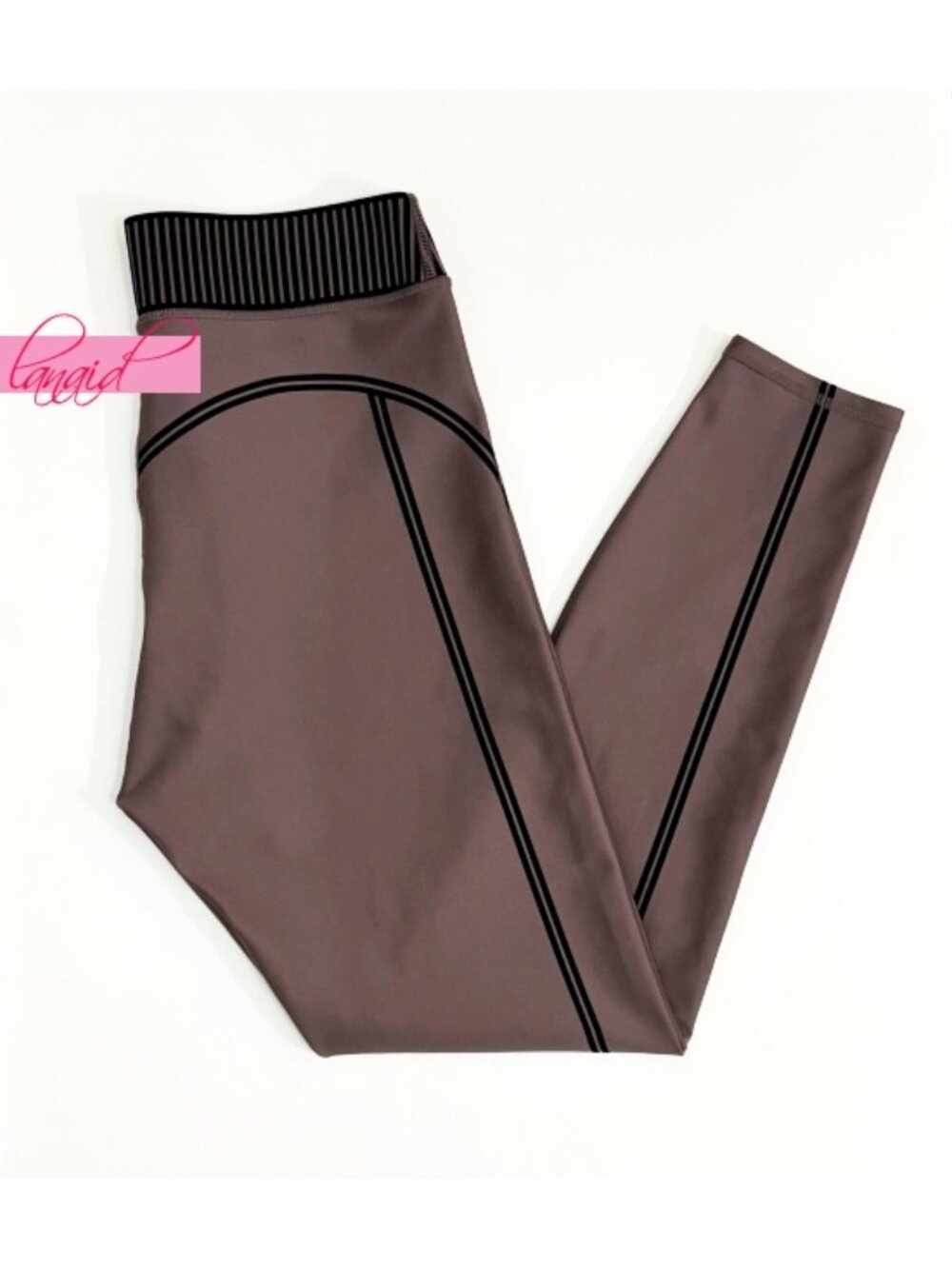 Alo Airlift High-Waist 7/8 Line Up Leggings Raisinette Hi-Rise Striped Tights S - Picture 9 of 13